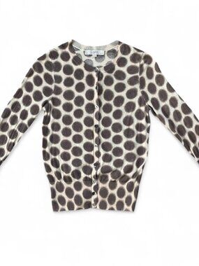 LOFT Polka Dot Cardigan | Brown & White Button Down Sweater | Size XS Petite